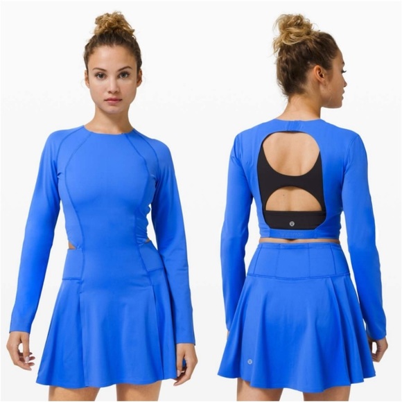 lululemon athletica Dresses & Skirts - Lululemon Runnin Pretty Dress Wild Bluebell Blue Long Sleeve size 6